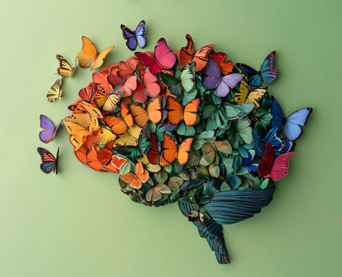 butterflies forming a brain shape