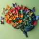 butterflies forming a brain shape