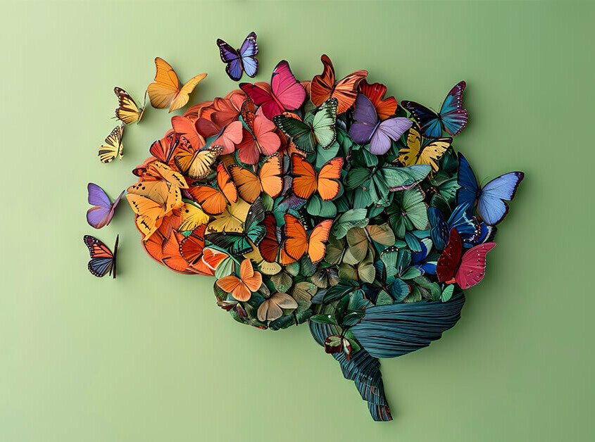 butterflies forming a brain shape