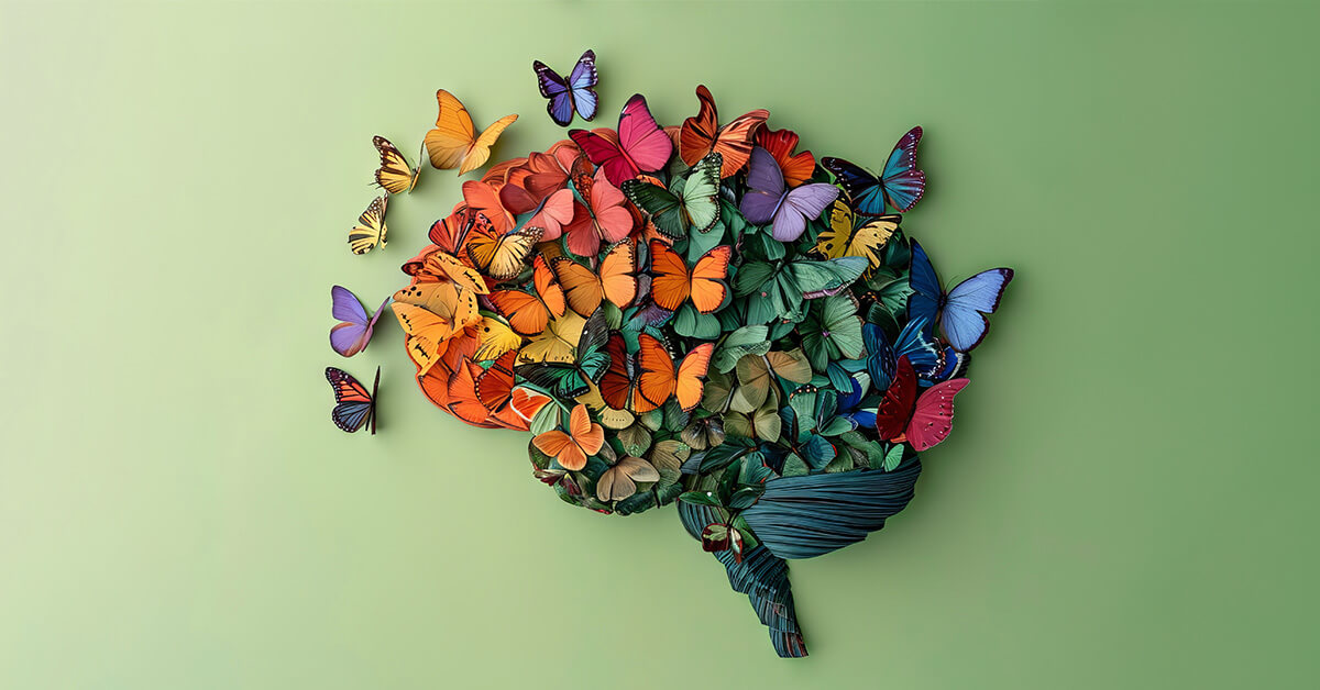 butterflies forming a brain shape