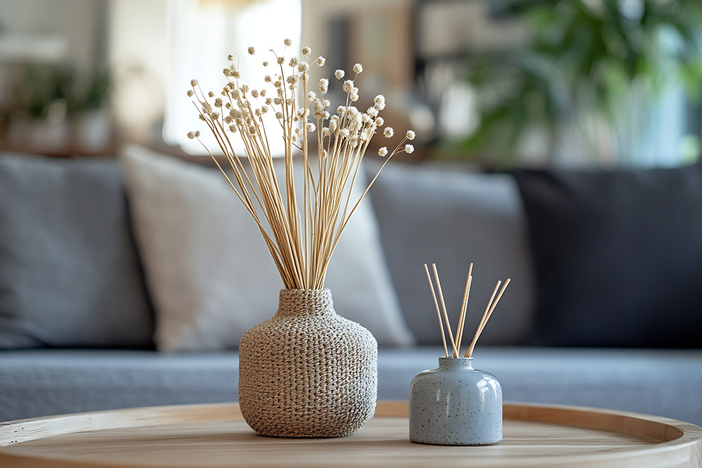 Lifestyle photo of a vase in a living room