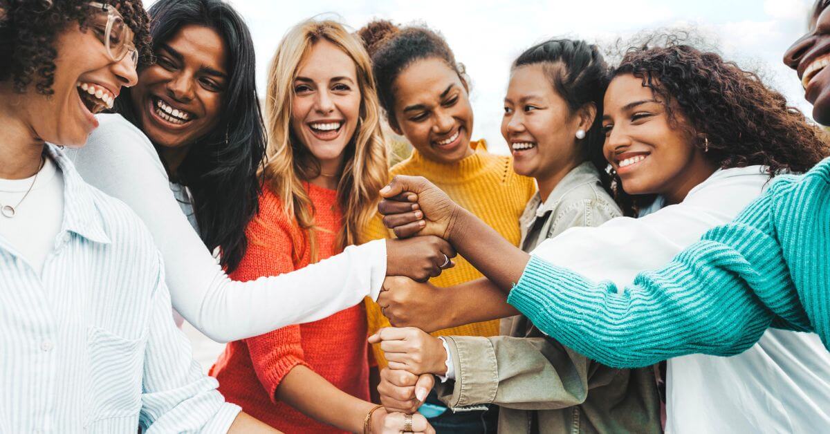 masking multicutural group of women