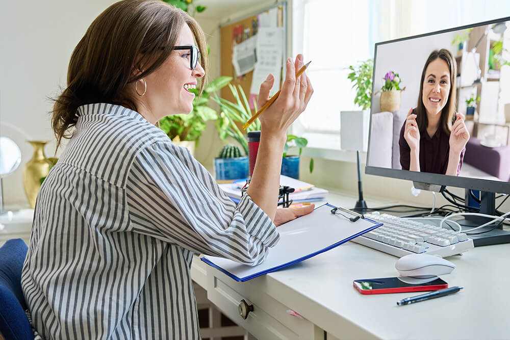 woman having a case consultation online